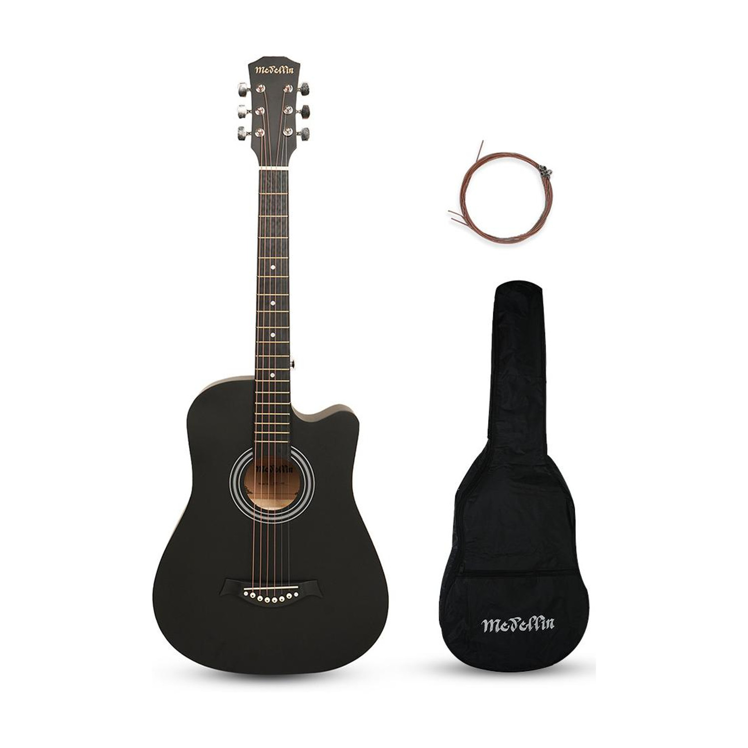 Medellin M38BKMAT-TR Acoustic Guitar Linden Wood Black - Image 1