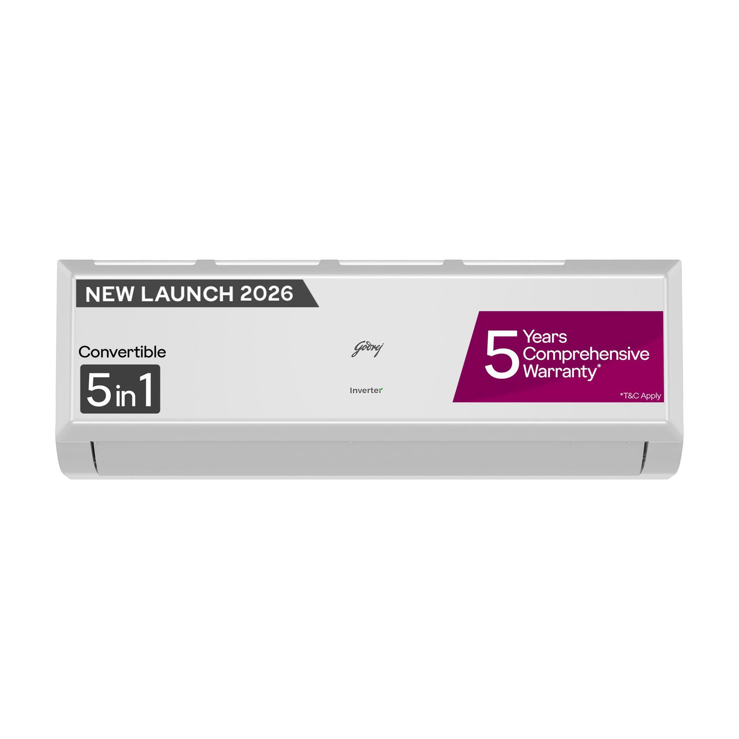 Godrej 2026 Model 1.5 Ton 3 Star Split Inverter with 5-in-1 convertible | AI Powered| Heavy Duty Cooling at 52 degree celsius|i-Sense technology AC (HIC 18Q3TH, White) - Image 1