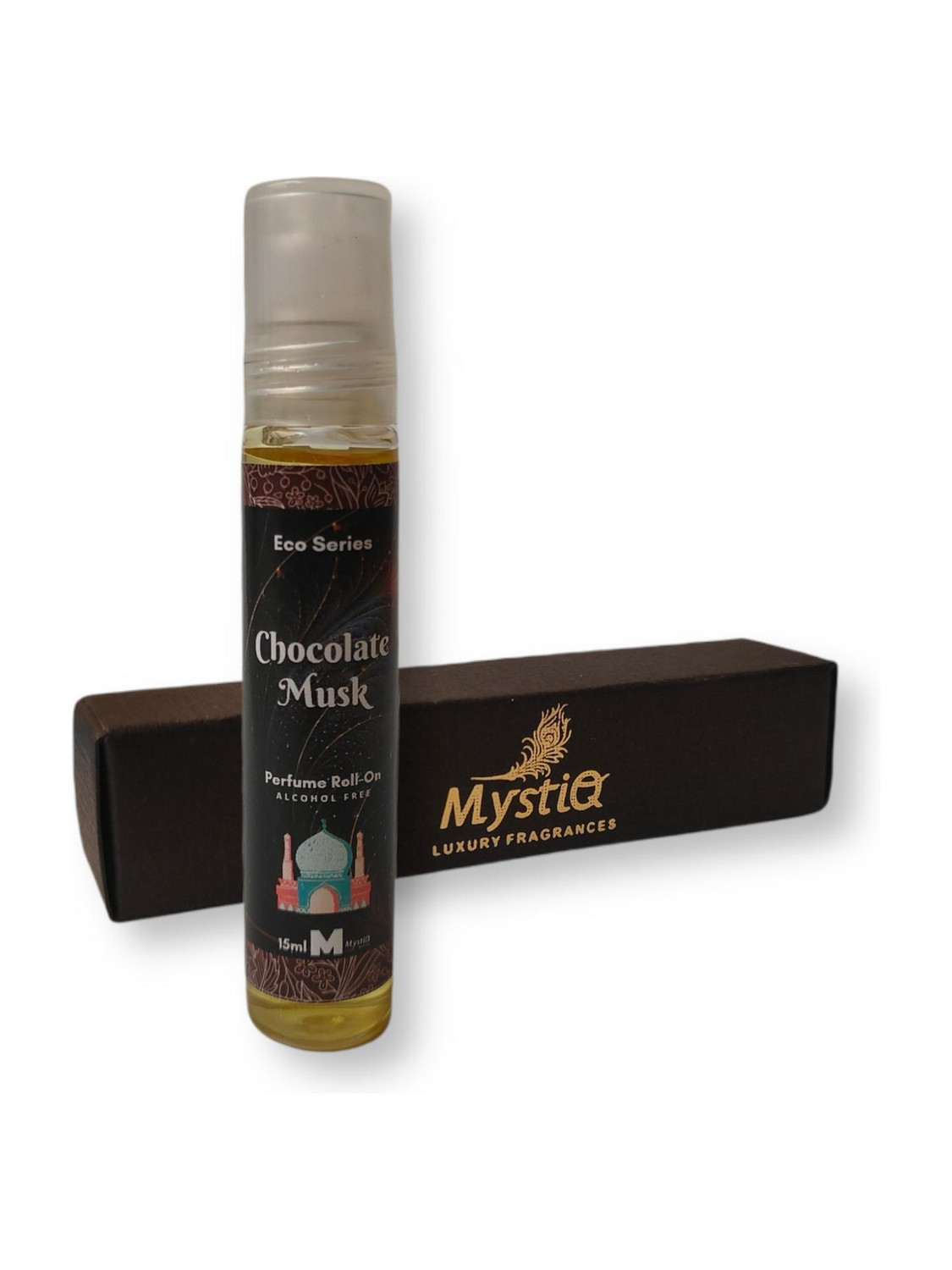 MYSTIQ Perfume Roll-on | Pack of 1 (15ml) | Eco Series | Chocolate Musk | Alcohol Free Concentrated Long Lasting Attar | Sweet Perfume Herbal Attar (Chocolate) - Image 1