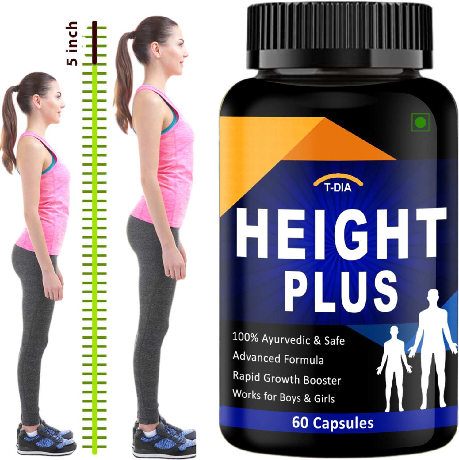 T-DIA Height Increase Medicine Capsules (60 Count) 60 Capsules - Image 1