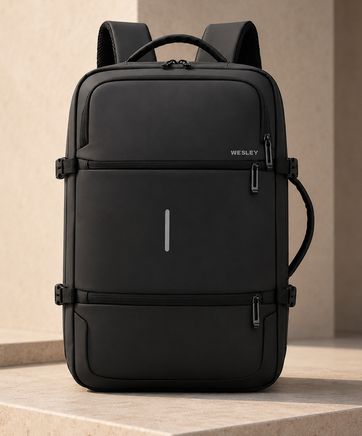 WESLEY Large 50L Laptop Backpack Anti Theft Black - Image 1