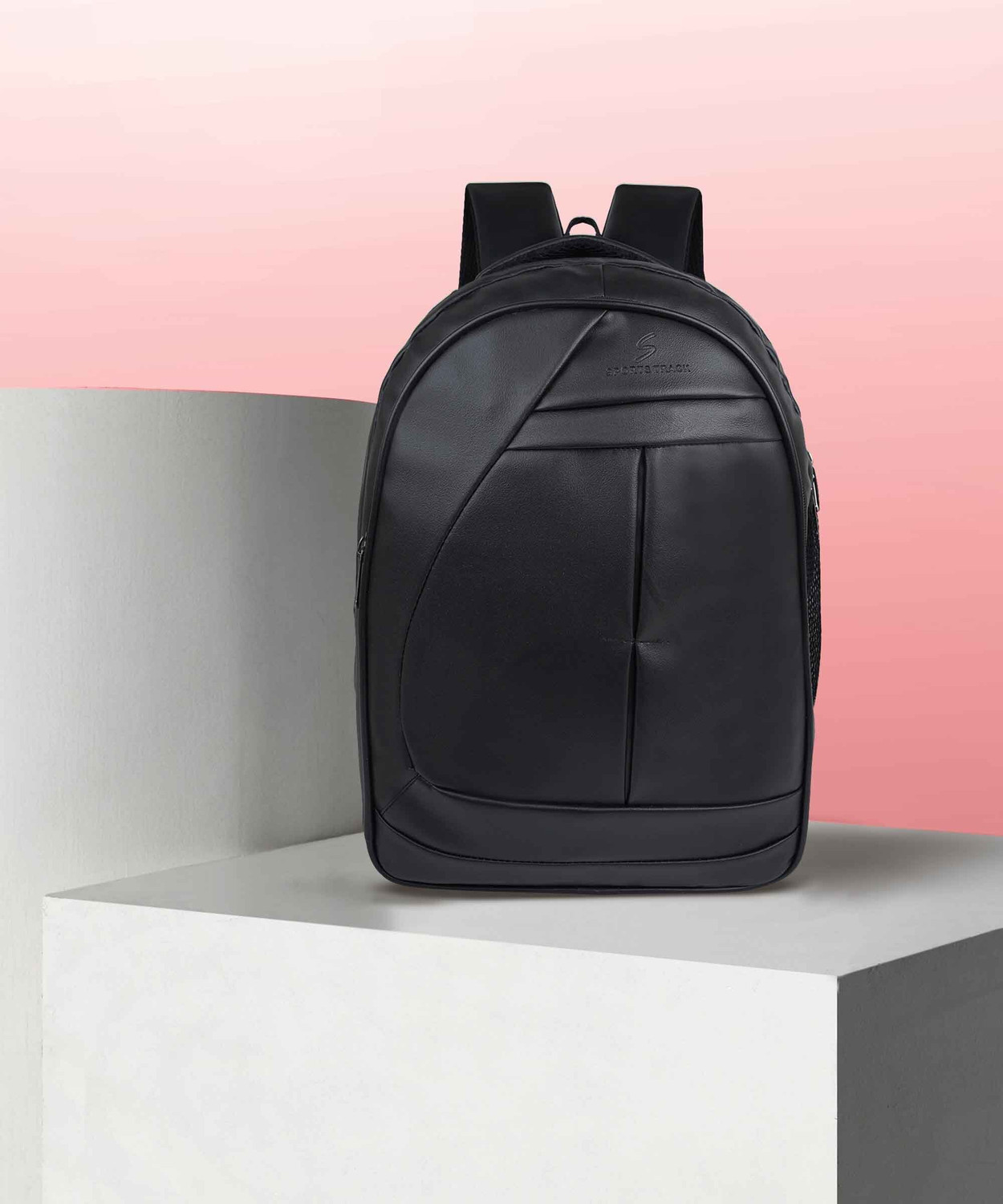 Romofy Large 32 L Laptop Backpack Classic Synthetic Leather Office College Business Shoulder Backpack For Unisex (Black) - Image 1