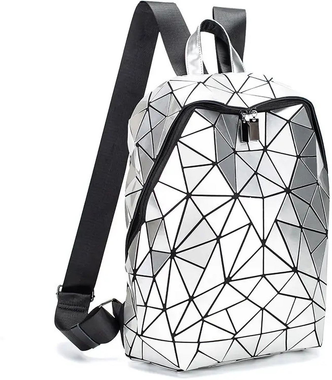 buddle Geometric Luminous Reflection Backpack (Multicolor) 20 L Laptop Backpack Silver - Image 1