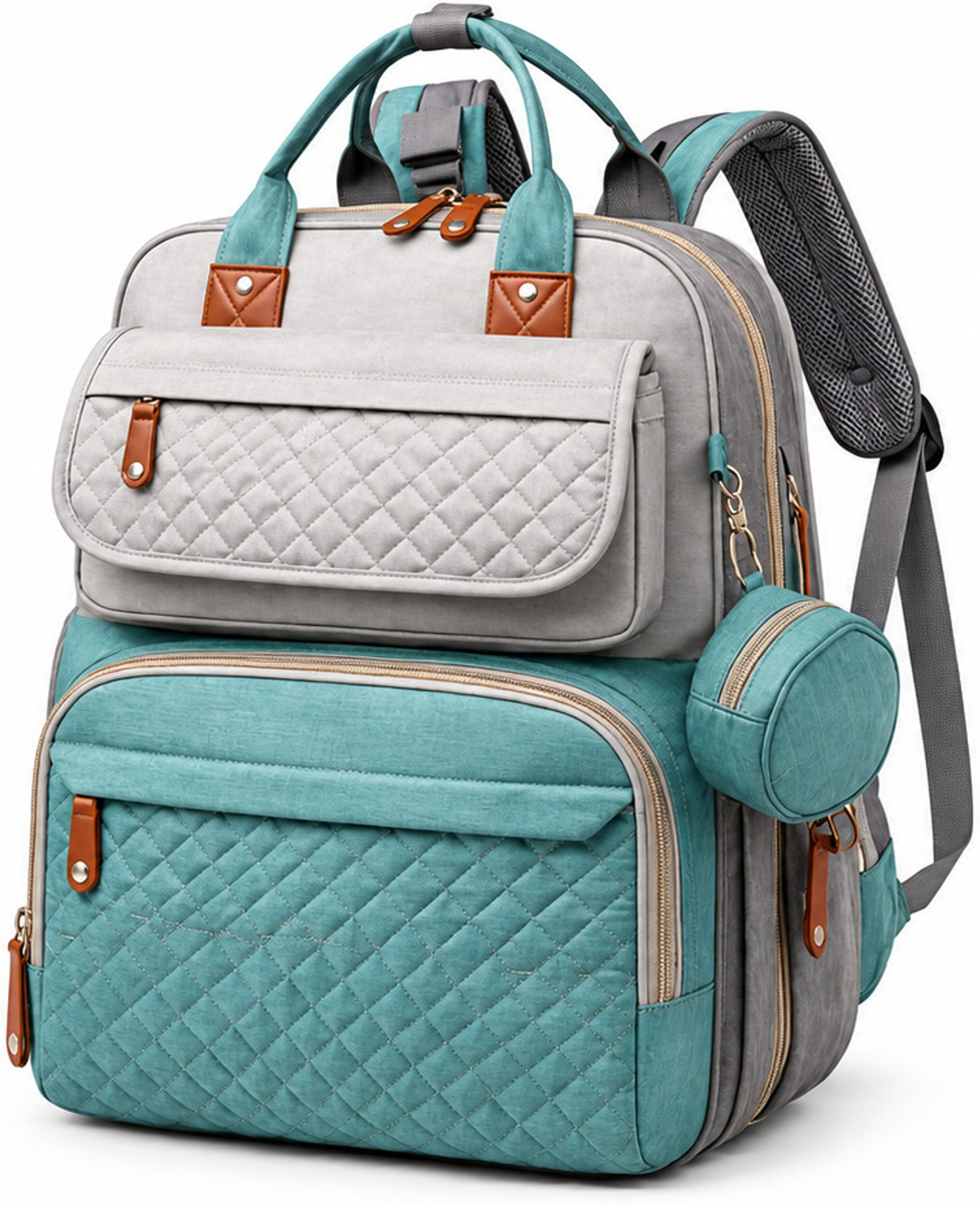 Netizen Small 20 L Laptop Backpack Stylish diaper backpack, Maternity Bags For Travel, Multipurpose Baby Bags (Grey, Green) - Image 1