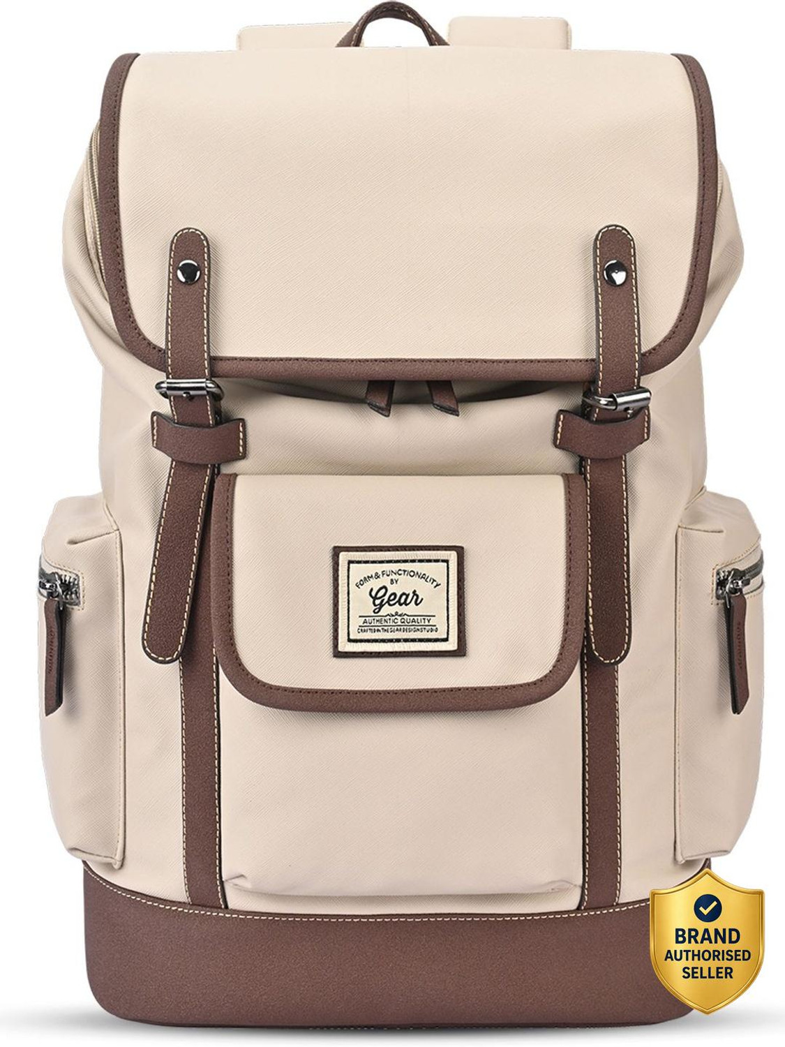 Gear CLASSIC ANTI THEFT KNAPSACK 21 L Laptop Backpack CREAM-BROWN - Image 1