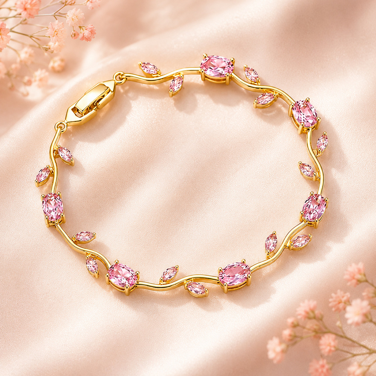 ANORI Stainless Steel Cubic Zirconia Gold-Plated Bracelet - Image 1