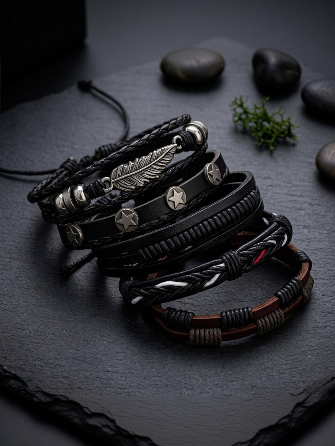 kazare Leather Rhodium Bracelet - Image 1