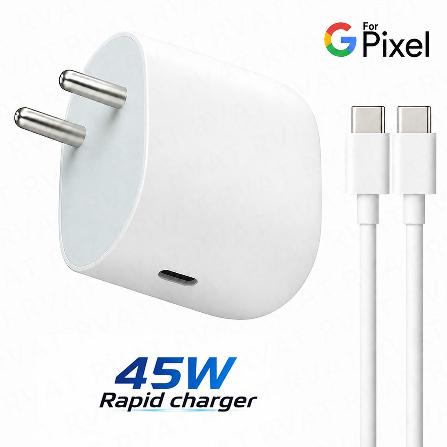 RVAT 45W Quick Charge 5A Wall Charger with Detachable Cable (White) - Image 1