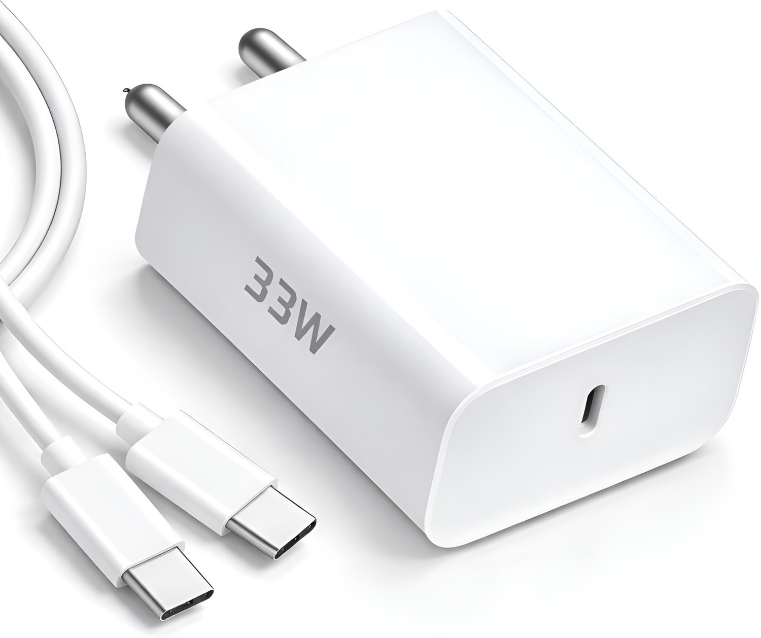 MAK 33 W Quick Charge 3 A Wall Charger for Mobile with Detachable Cable (White, Cable Included) - Image 1