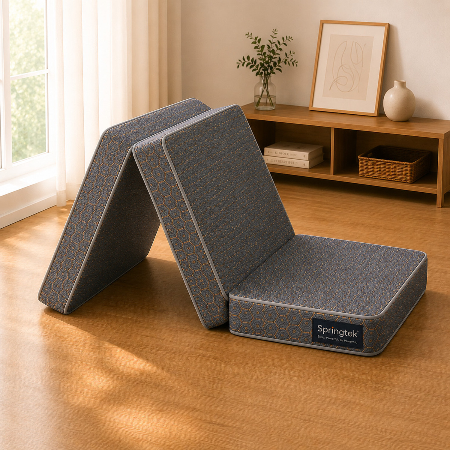 SPRINGTEK 3 Folding 4-inch Single PU Foam Mattress - Image 1
