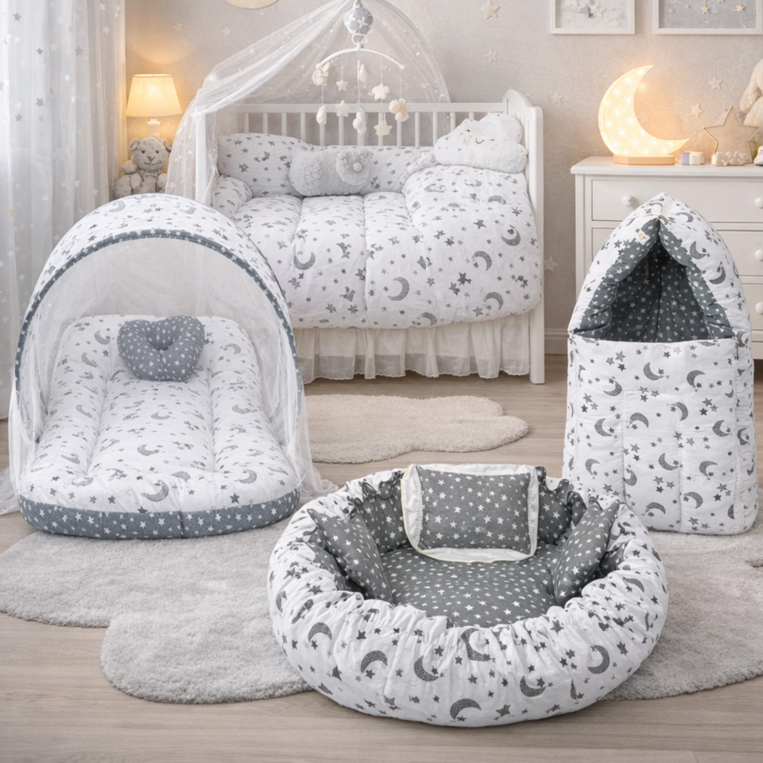Miss & Chief Cotton Baby Bedding Set Multicolor with Mattress, Pillow - Image 1