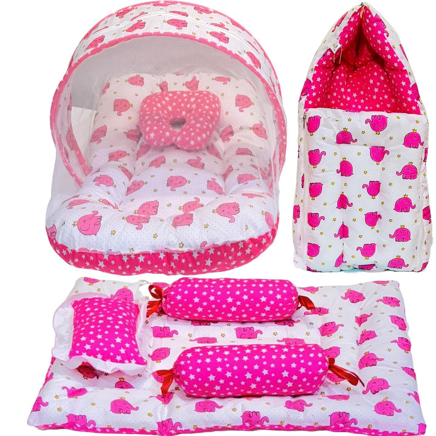 Fareto Cotton Baby Bed Sized Bedding Set (Pink, 1 Sleeping Bag) - Image 1