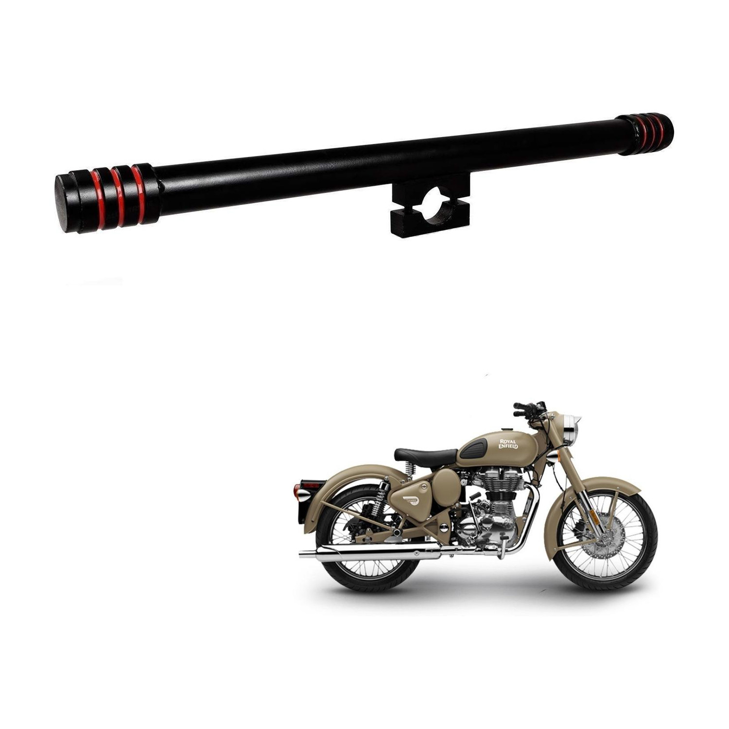 SHOWRIDE Heavy Duty Rod Leg Guard Front Bike Safety Stylish 3 Red Strip royal enfield Bike Crash Guard (Royal Enfield) - Image 1