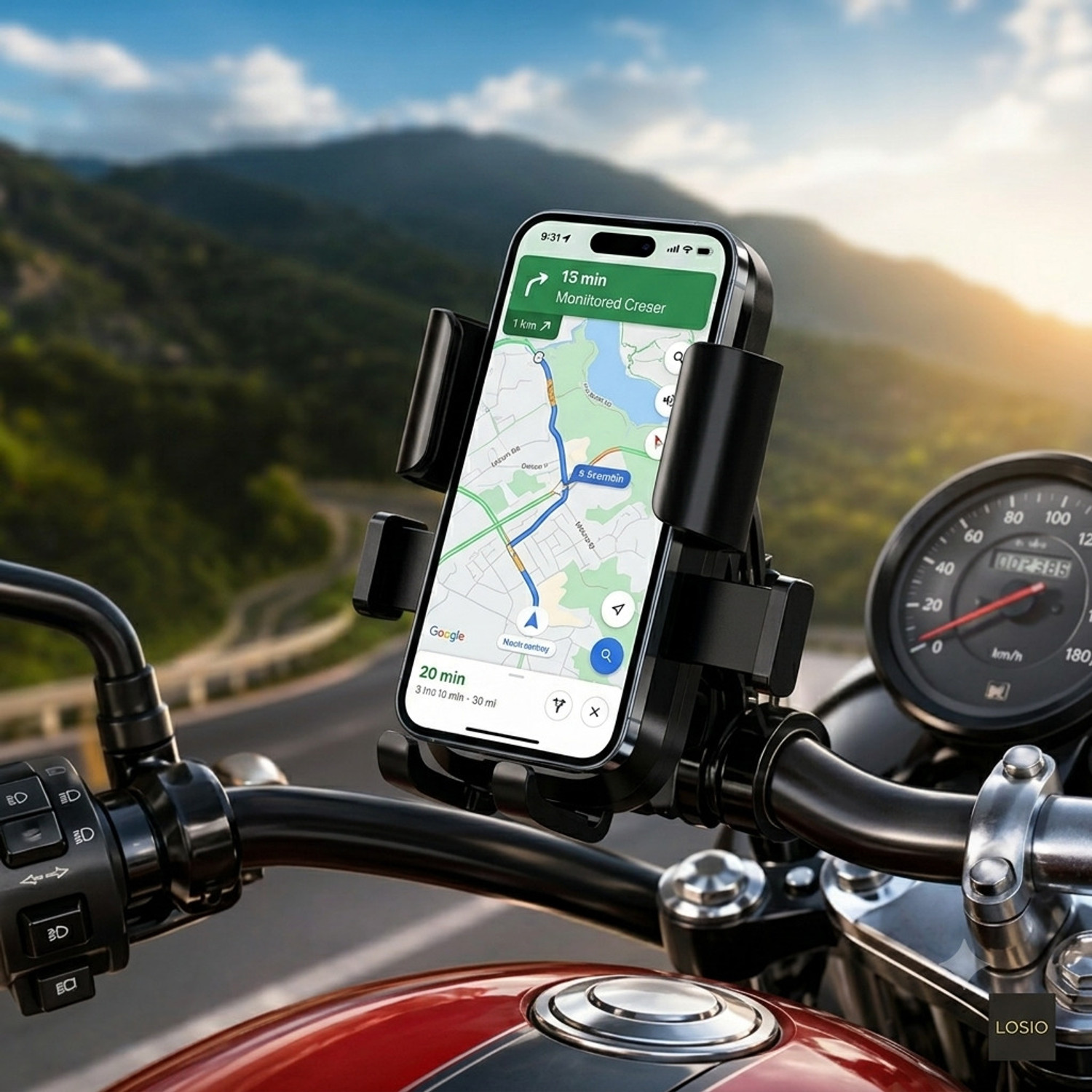 ORVIO Bike Mobile Holder XY-088 | 360Â° Rotatable Bike Mobile Holder (Black) - Image 1