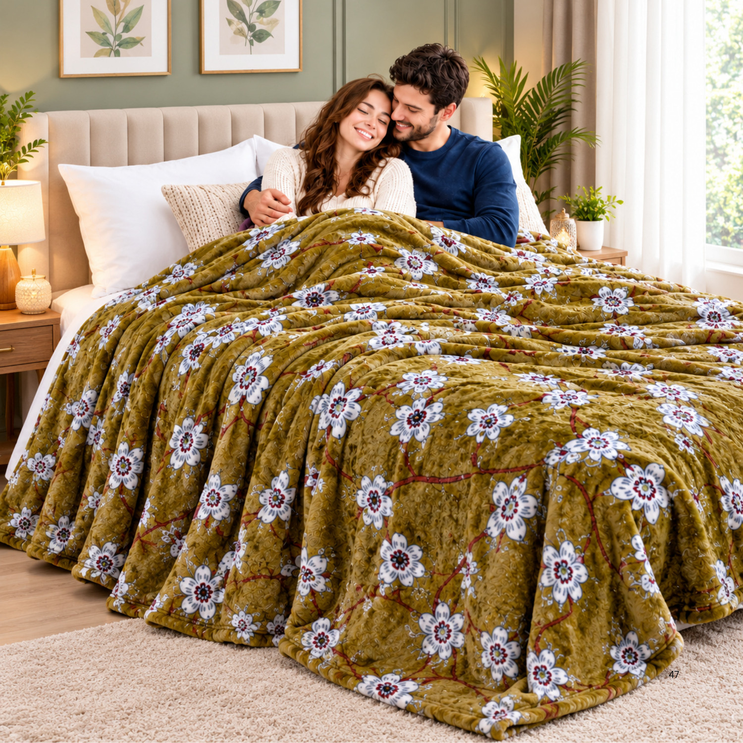 STOMIA Floral Double Dohar, Cotton, Multicolor - Image 1