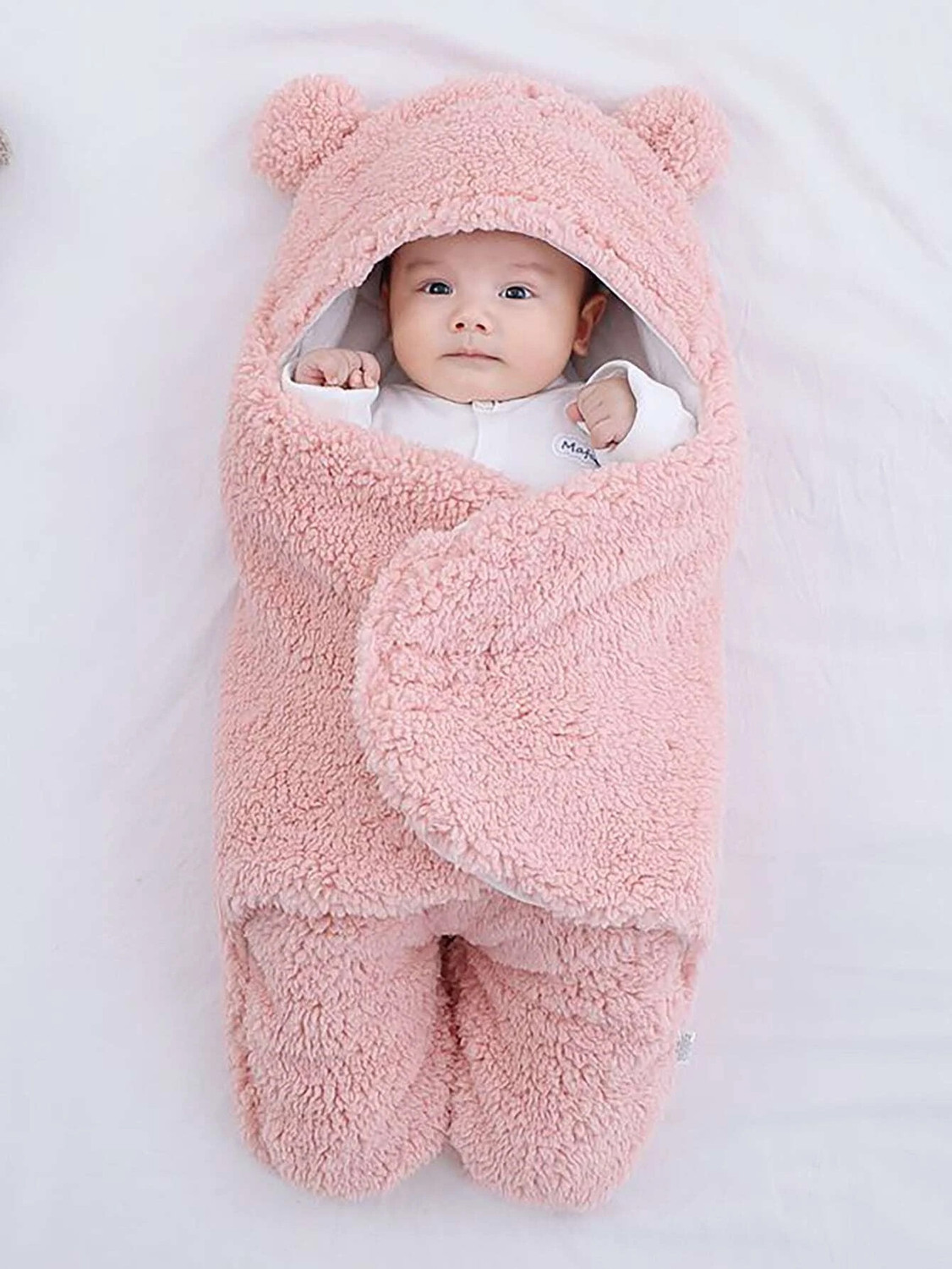 Pandaoriginals Solid Single Hooded Baby Blanket for AC Room (Cotton, Pink) - Image 1