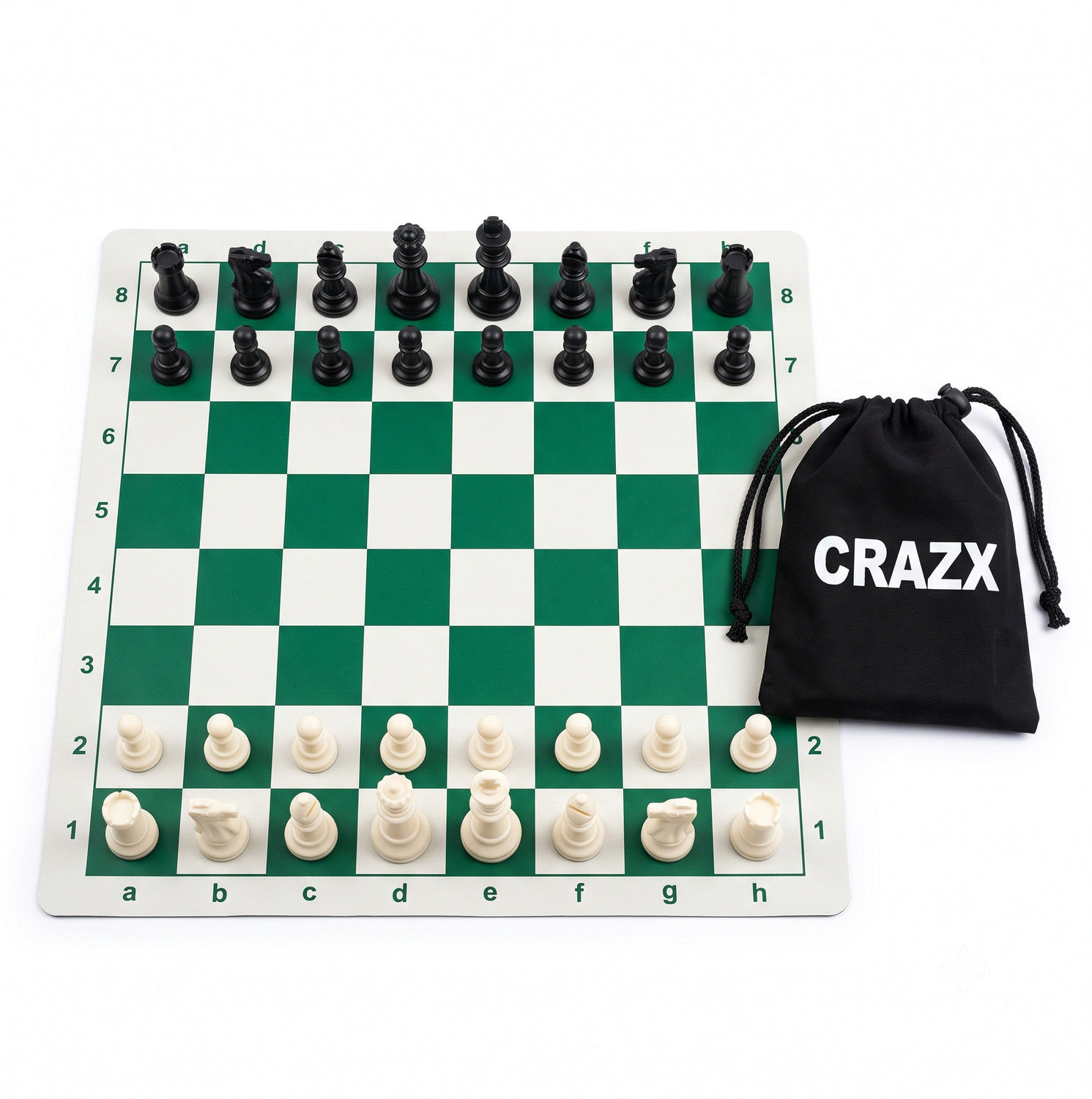 Crazx Vinyl Chess Board Mat 18x18 Inch with Pieces - Image 1