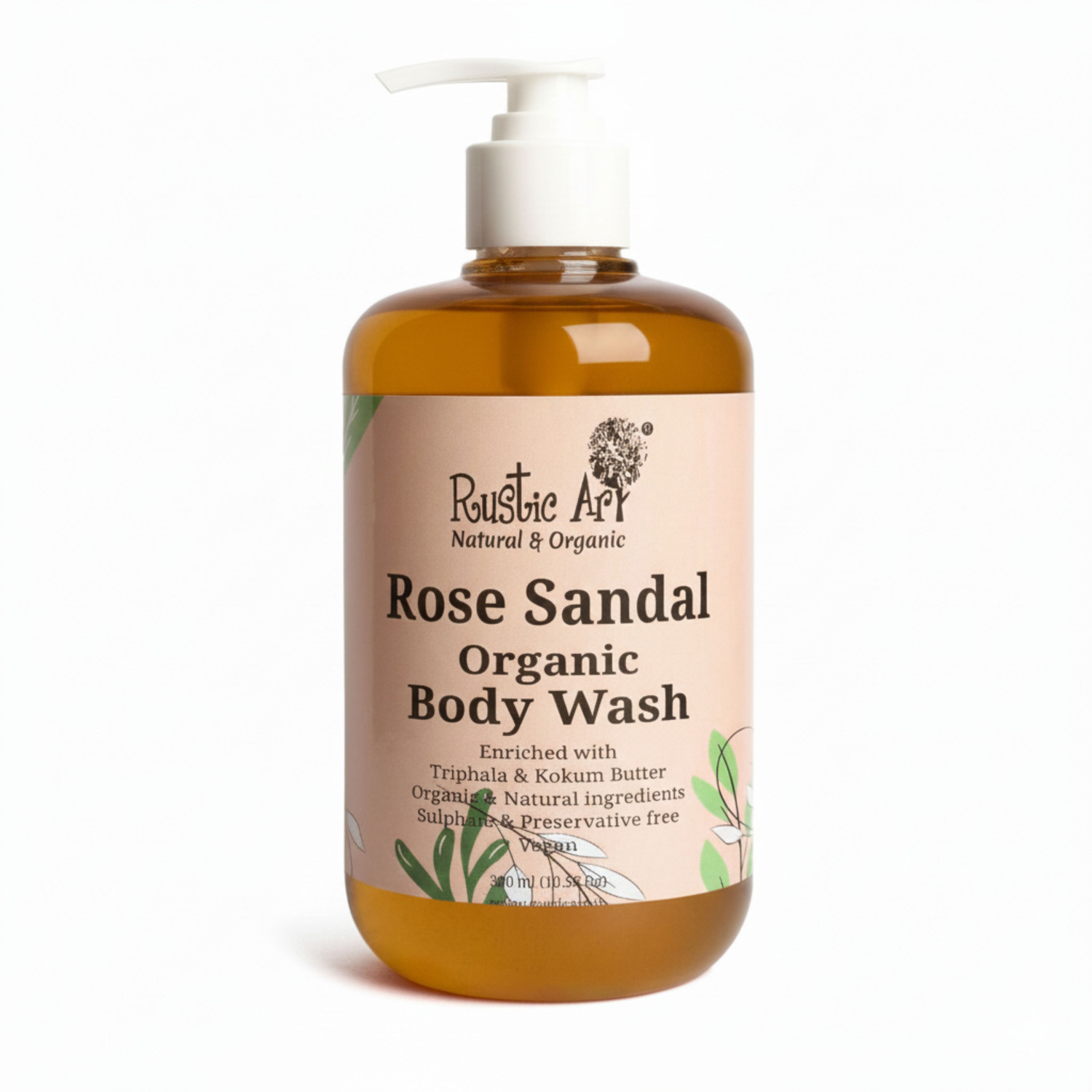 RUSTIC ART Rose Sandal Organic Body Wash (300 ml) - Image 1