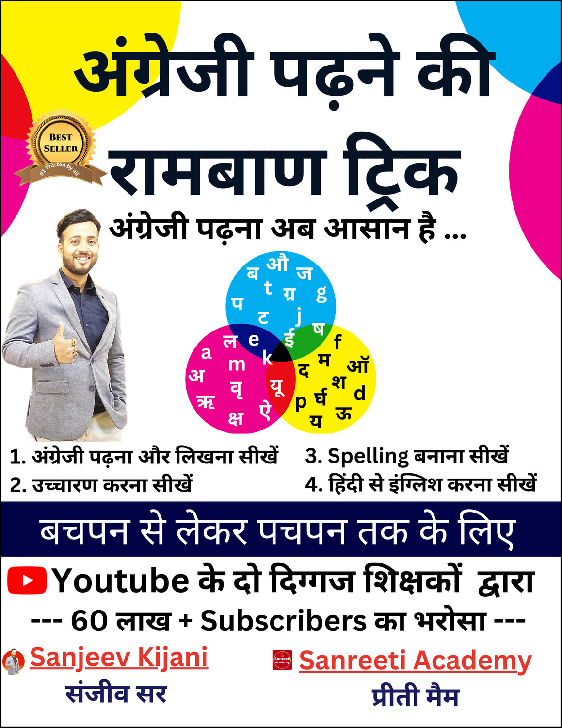 Sanjeev Kijani and Sanreeti Academy Angreji Padhne Ka Ramban Trick | English Reading, Spelling Rules & Pronunciation Book | Phonics Learning & English Reading Improvement | English Learning for Beginners | By Sanjeev Kijani & Preeti Mam | Sanreeti Academy - English Reading & Spelling Rules Book | Ramban Trick | Phonics Learning | English Pronunciation | English Reading Improvement | English Learning for Beginners | Sanjeev Kijani & Preeti Mam | Sanreeti Academy (Paperback, SANJEEV KUMAR, PREETI BHATTACHARJEE) - Image 1