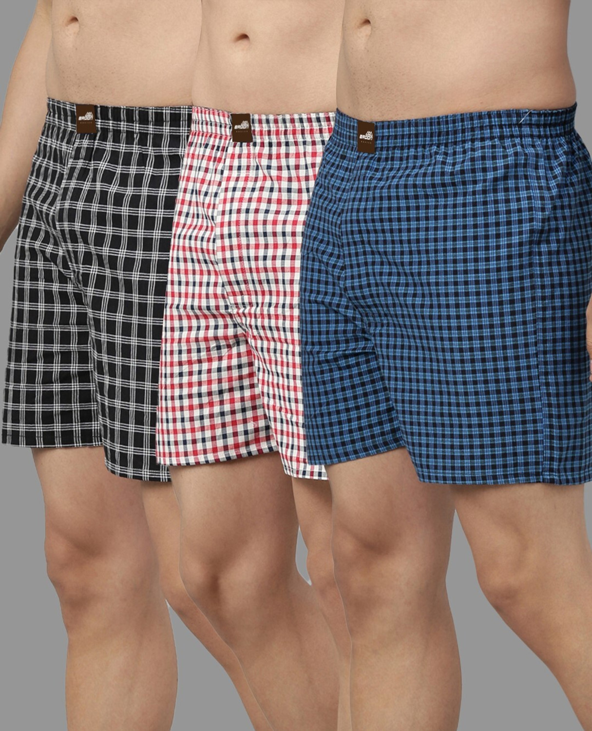Broon Pack of 3 Assorted Checkered Men Boxer - Image 1