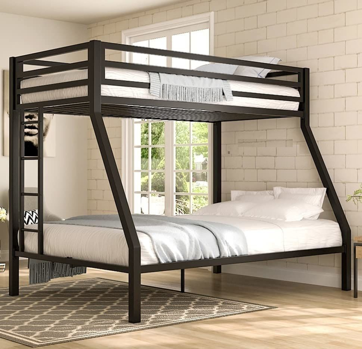 BhaviHandicraft Twin Over Full Metal Bunk Bed, Black - Image 1
