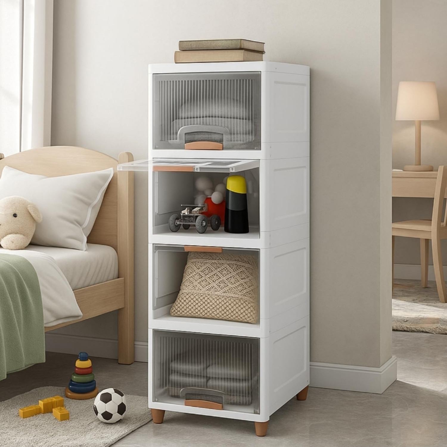 Velfree Plastic Wardrobe for Clothes Versatile Plastic Cupboard for Storage Plastic Free Standing Cabinet (Finish Color - TRansparent, Pre-assembled) - Image 1
