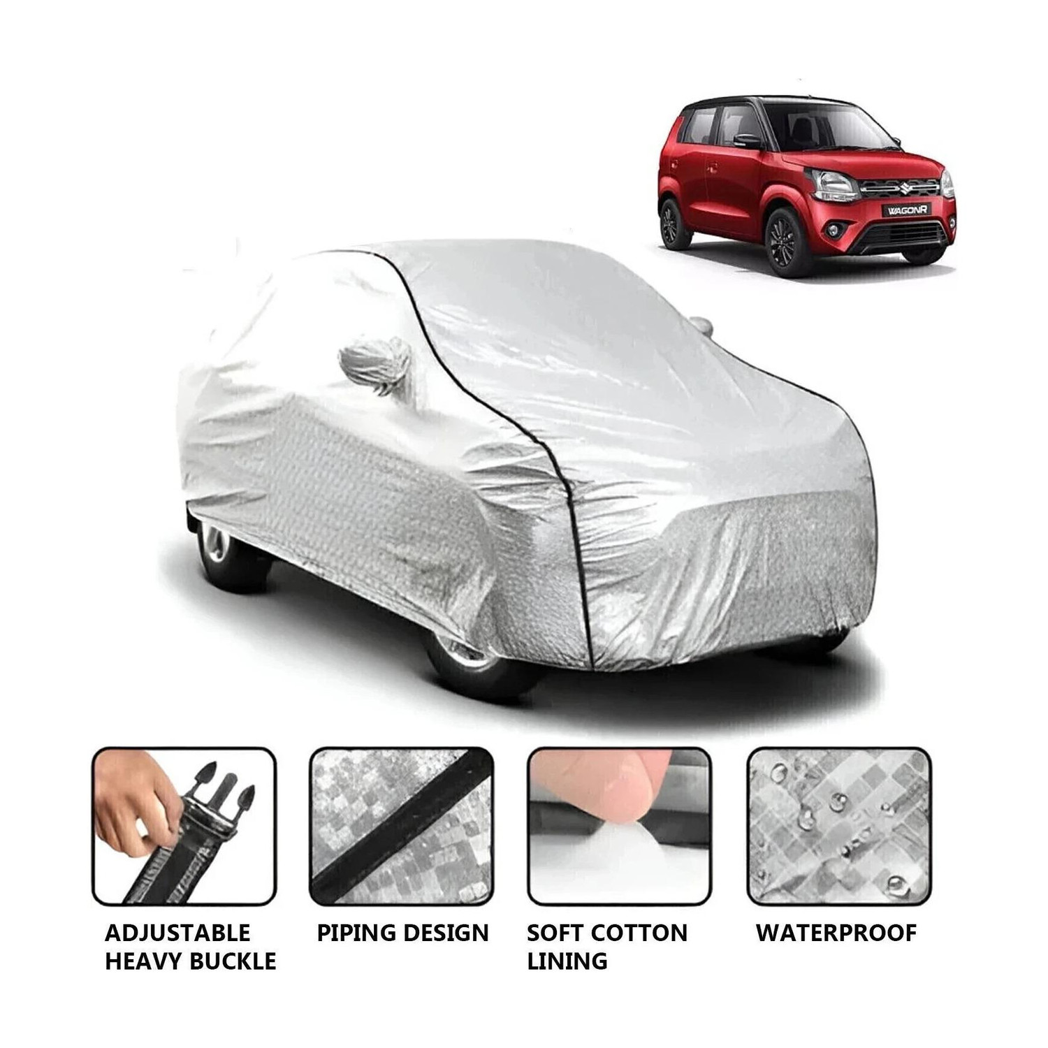 FABTEC Maruti Suzuki WagonR Body Cover Silver - Image 1
