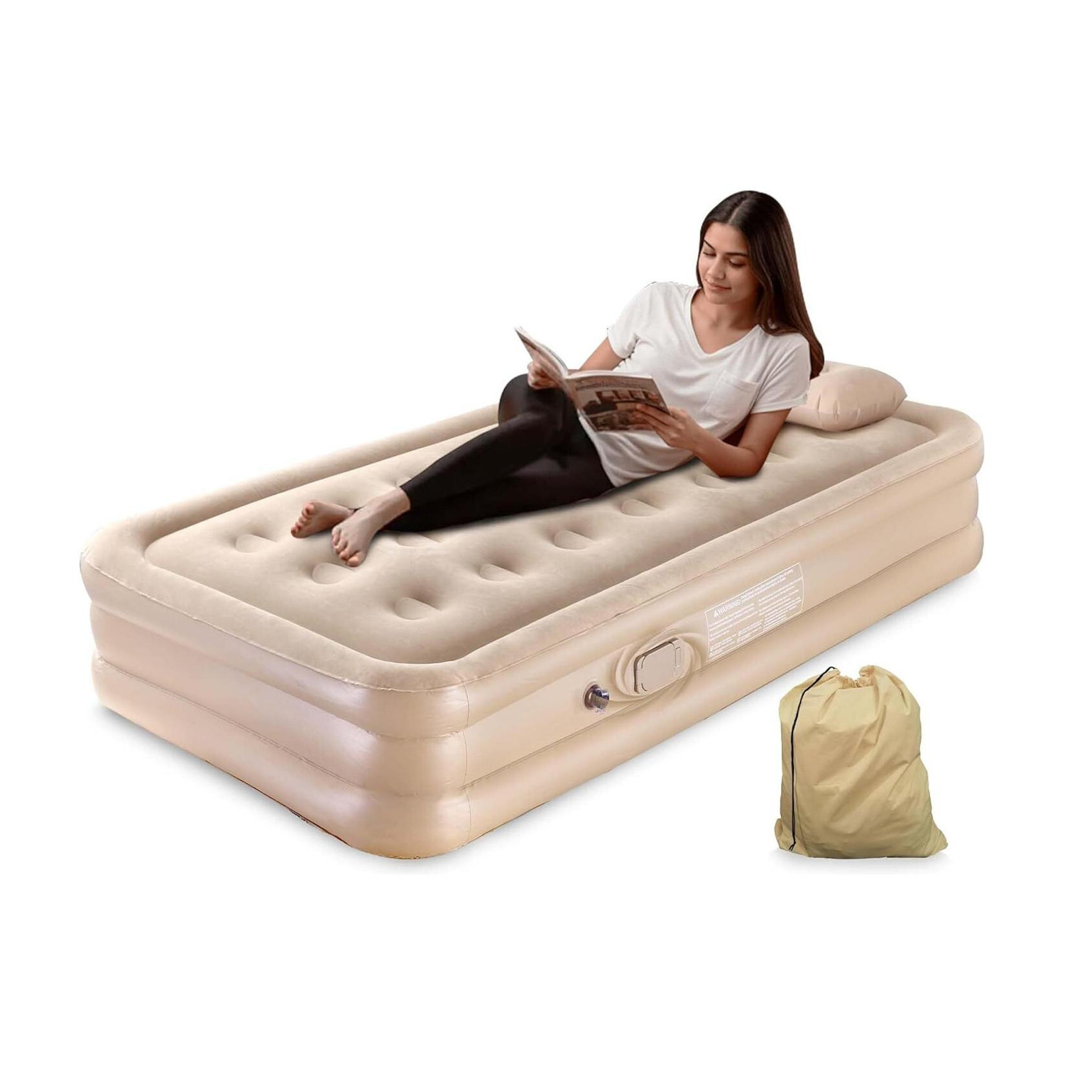 Viraan Heavy Duty Inflatable Bed Beige - Image 1