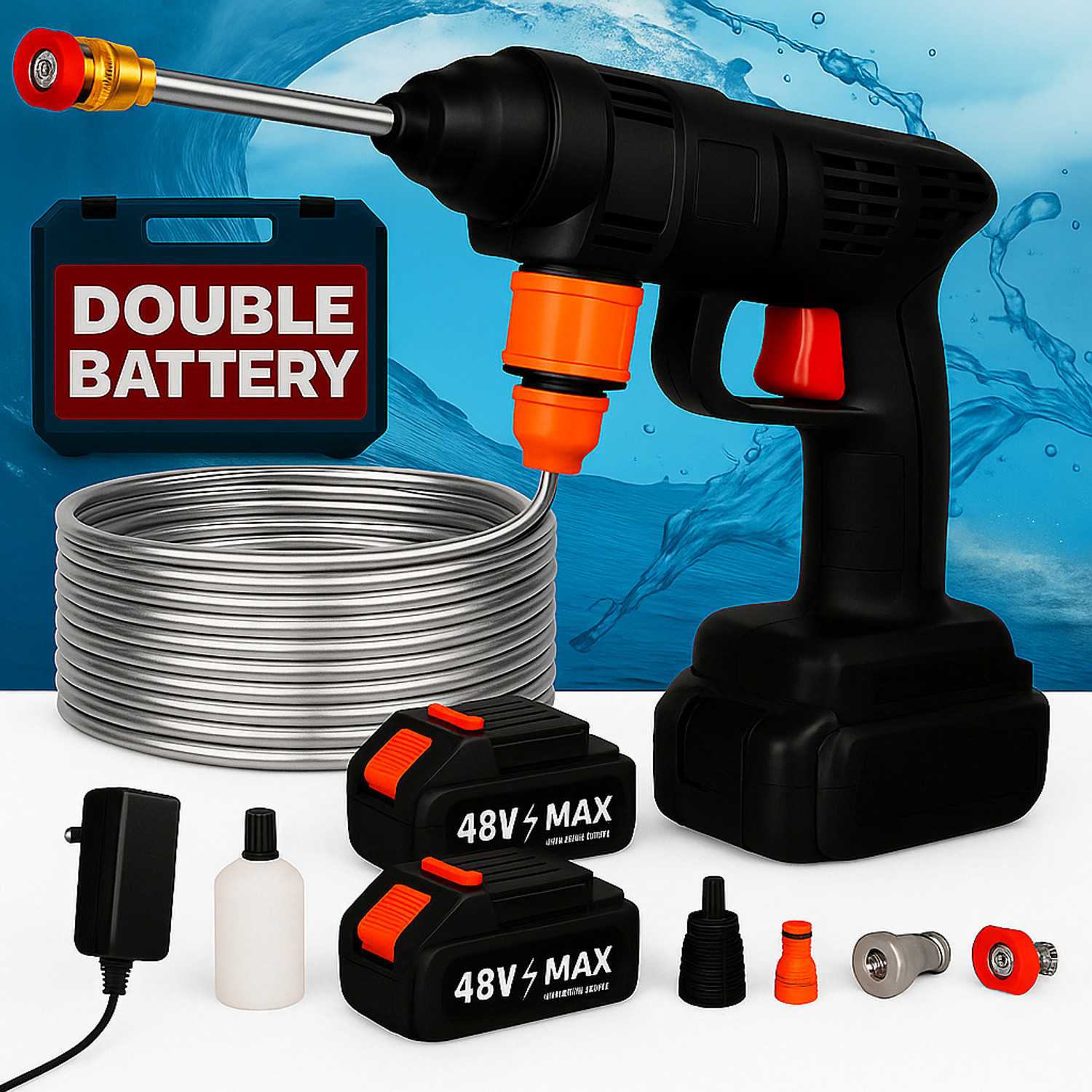 NextGen Cordless High Pressure Washer Gun 48V Double Battery - Image 1