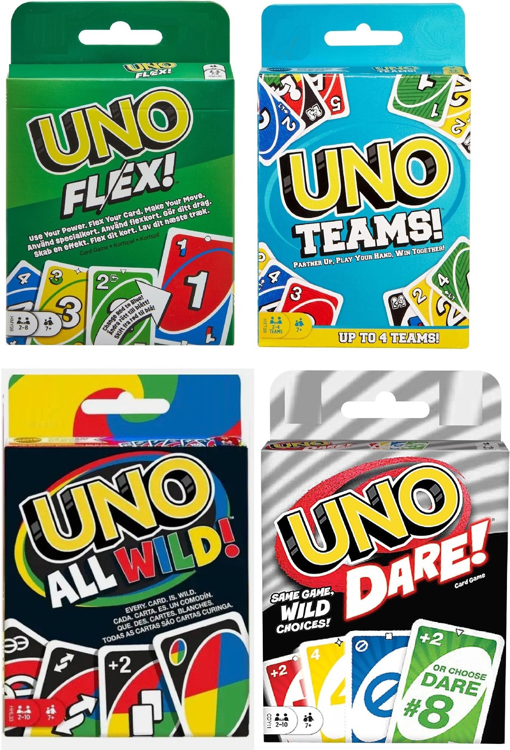 TMA ENTERPRISES UNO 4-in-1 Card Game Combo, Pack of 4 - Image 1