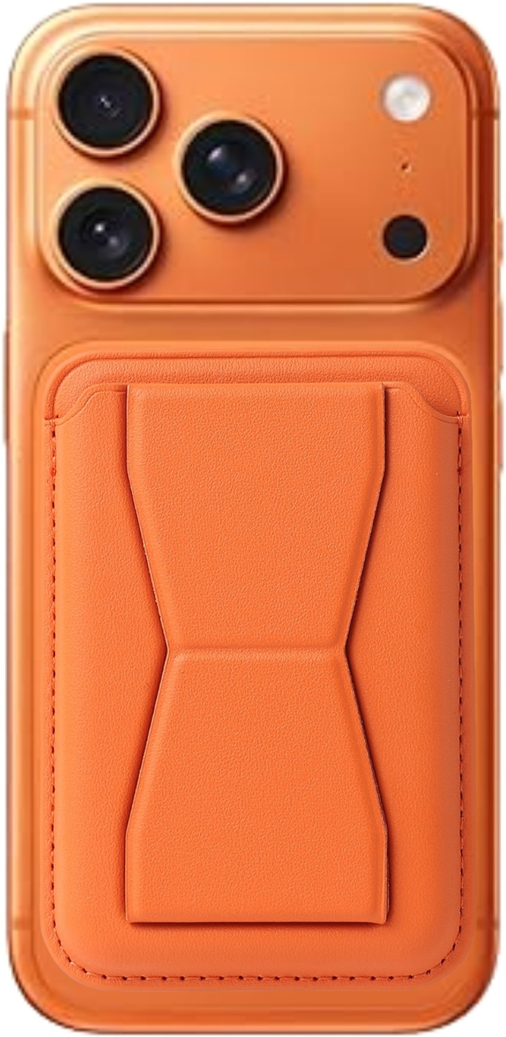 StealODeal MagSafe Magnetic Card Holder with Stand, Orange - Image 1