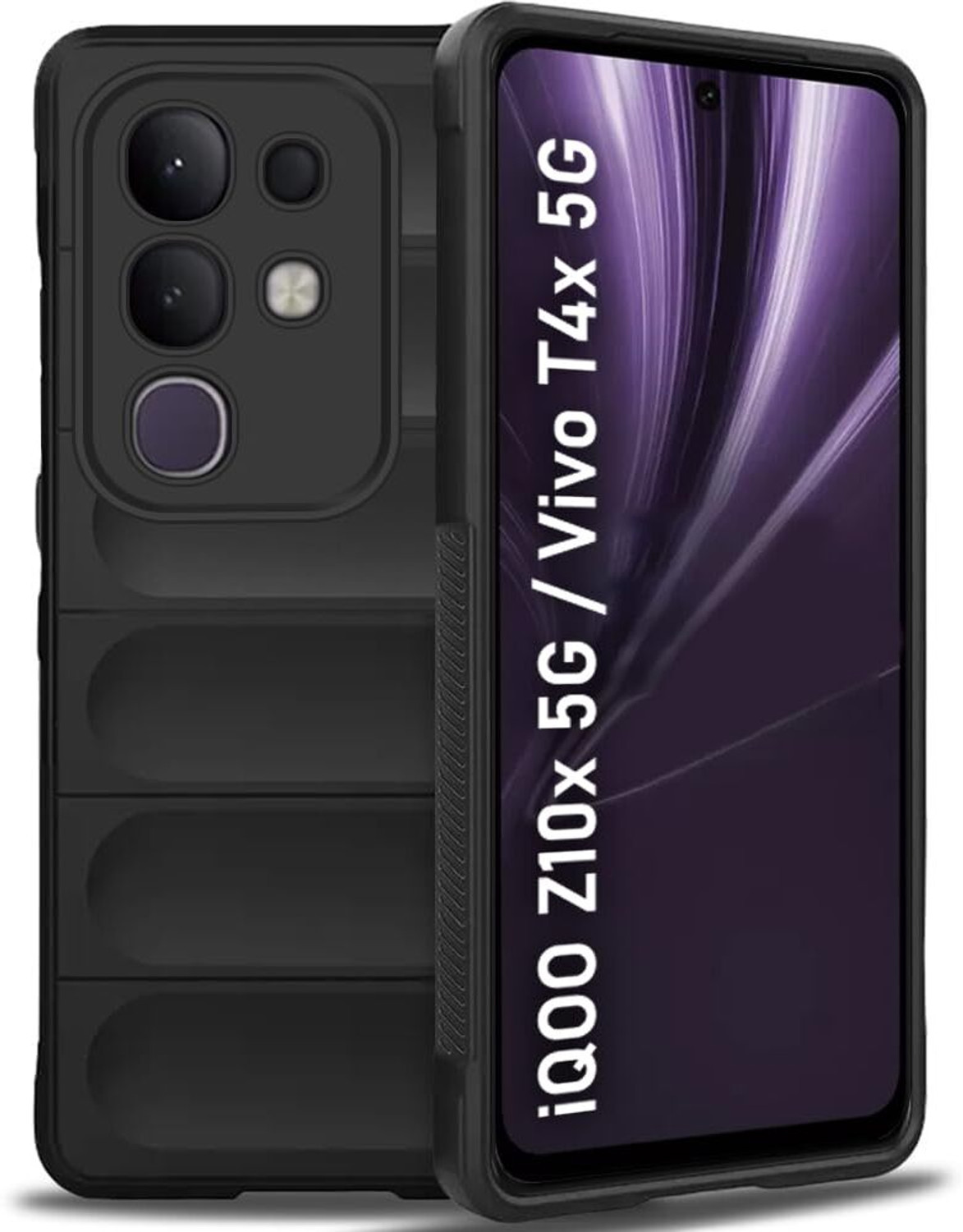 NewSelect Back Cover for vivo T4x 5G (Black, Grip Case, Rubber, Pack of: 1) - Image 1