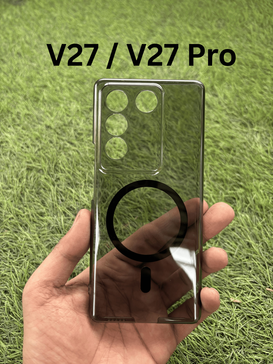 FONKR Anti-Yellow Magnetic Back Cover for VIVO V27 Pro, Black - Image 1
