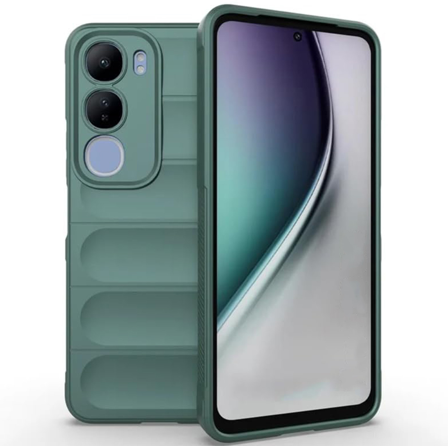 GLOBAL NOMAD Back Cover for vivo Y29 5G (Green, 3D Case, Silicon) - Image 1