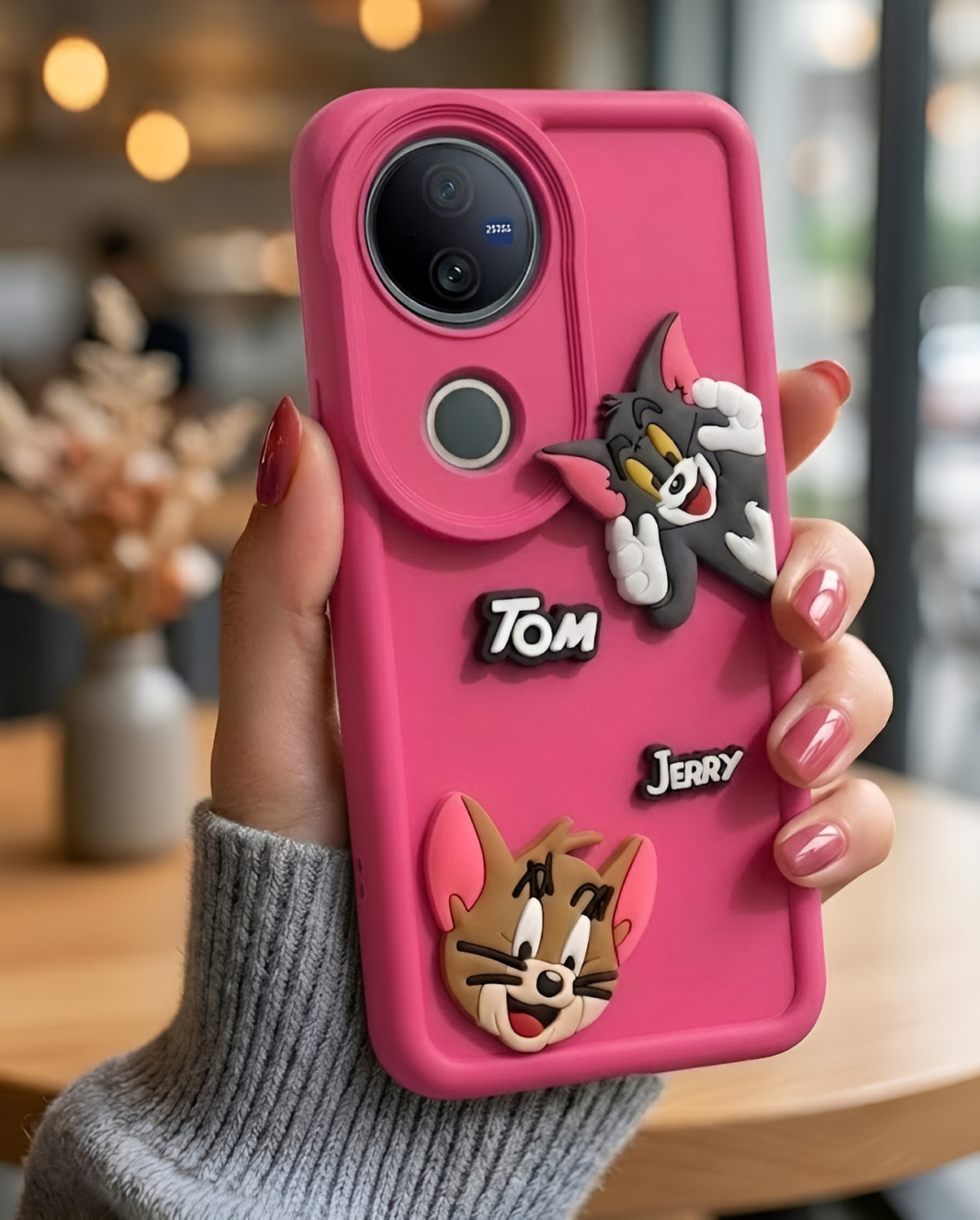 zeckburn Cartoon Back Cover for Vivo T4R/V50/V50E 5G (Pink) - Image 1