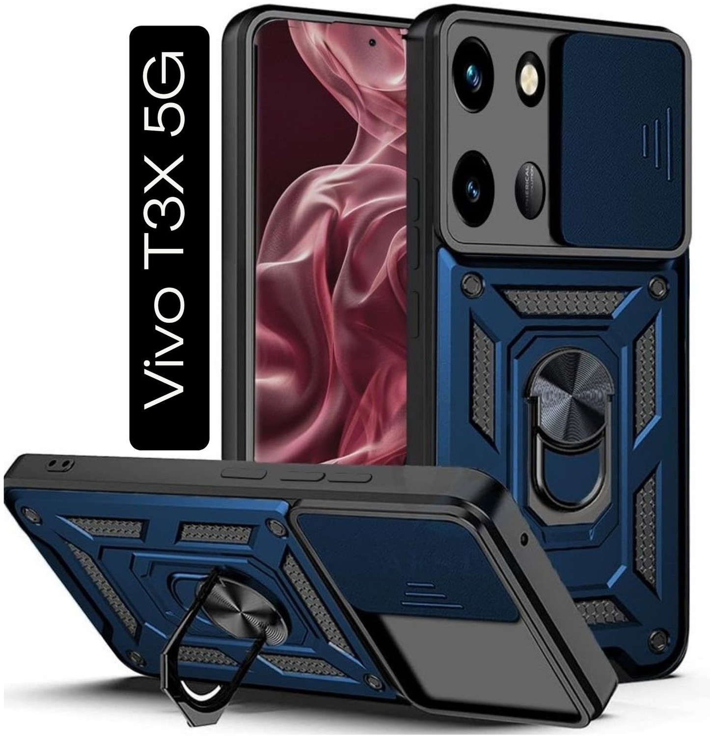 KWINE CASE Back Cover for Vivo T3X 5G (Blue, Rugged Armor, Pack of: 1) - Image 1