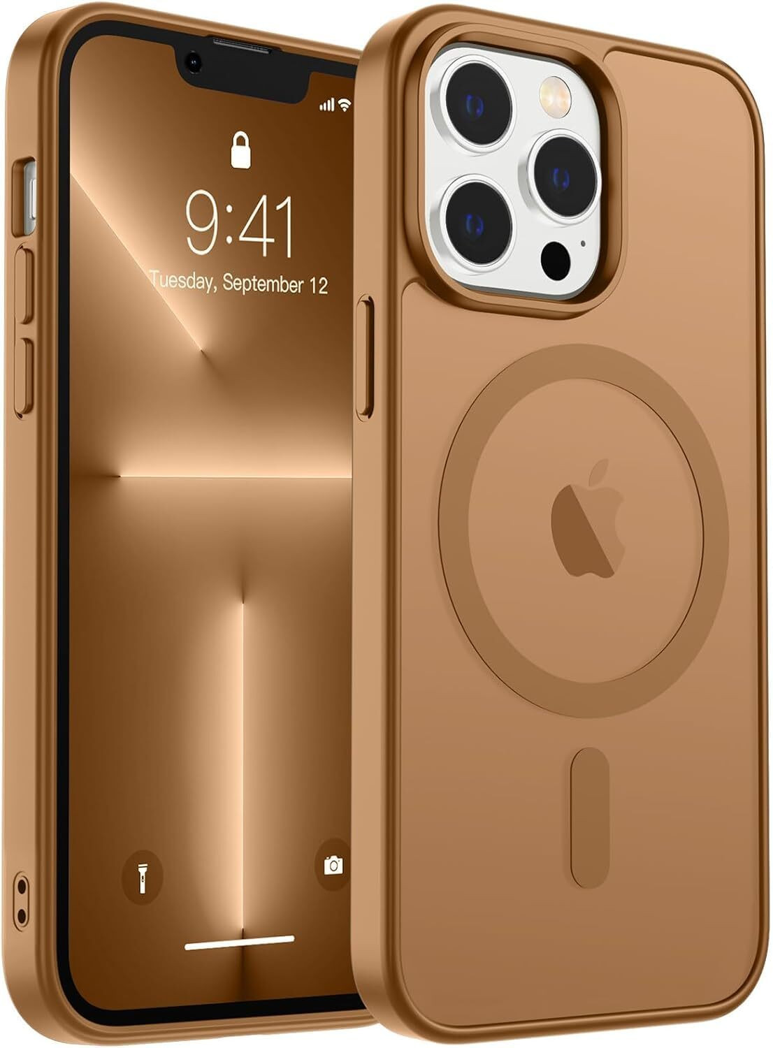 AIBEX Brown Magsafe Leather Back Cover for iPhone 13 Pro Max - Image 1