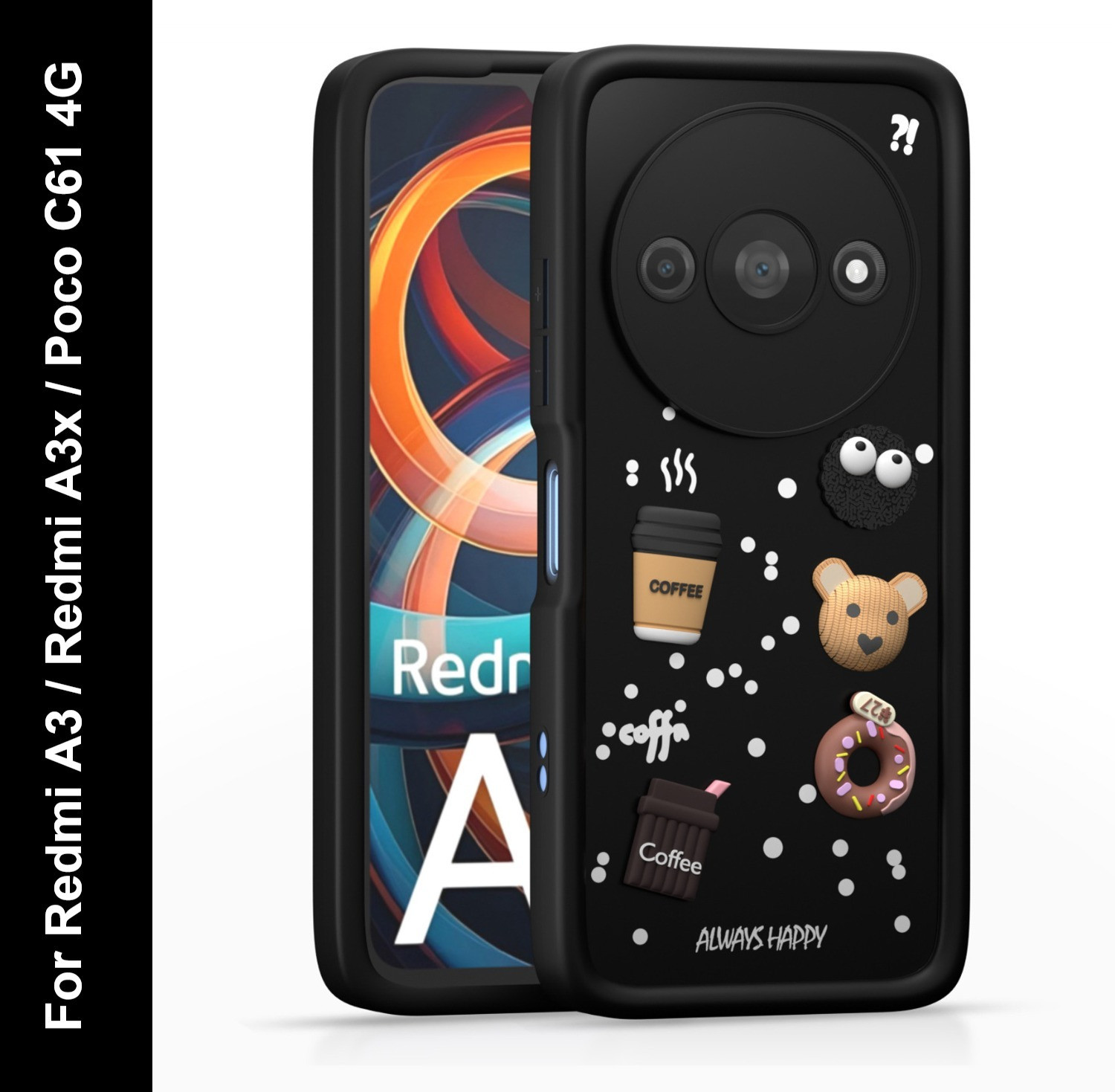 Pikkme Back Cover for Redmi A3 / A3x / Poco C61 (Black) - Image 1