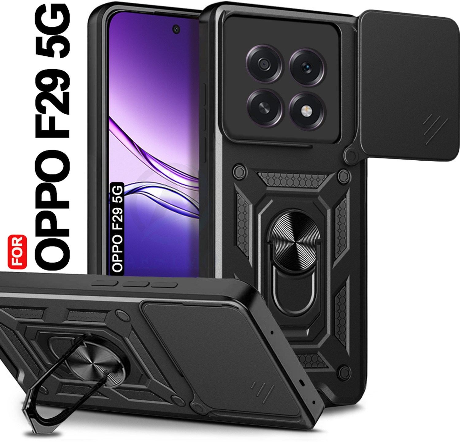 AESTMO Back Cover for Oppo F29 5G (Black, Slider) - Image 1