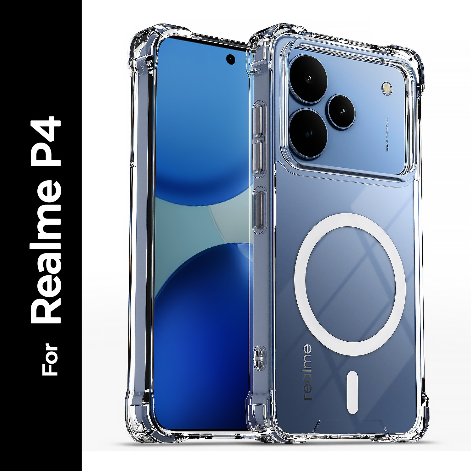 Pikkme Back Cover for Realme P4 5G (Transparent, Grip Case, Leather, Pack of: 1) - Image 1