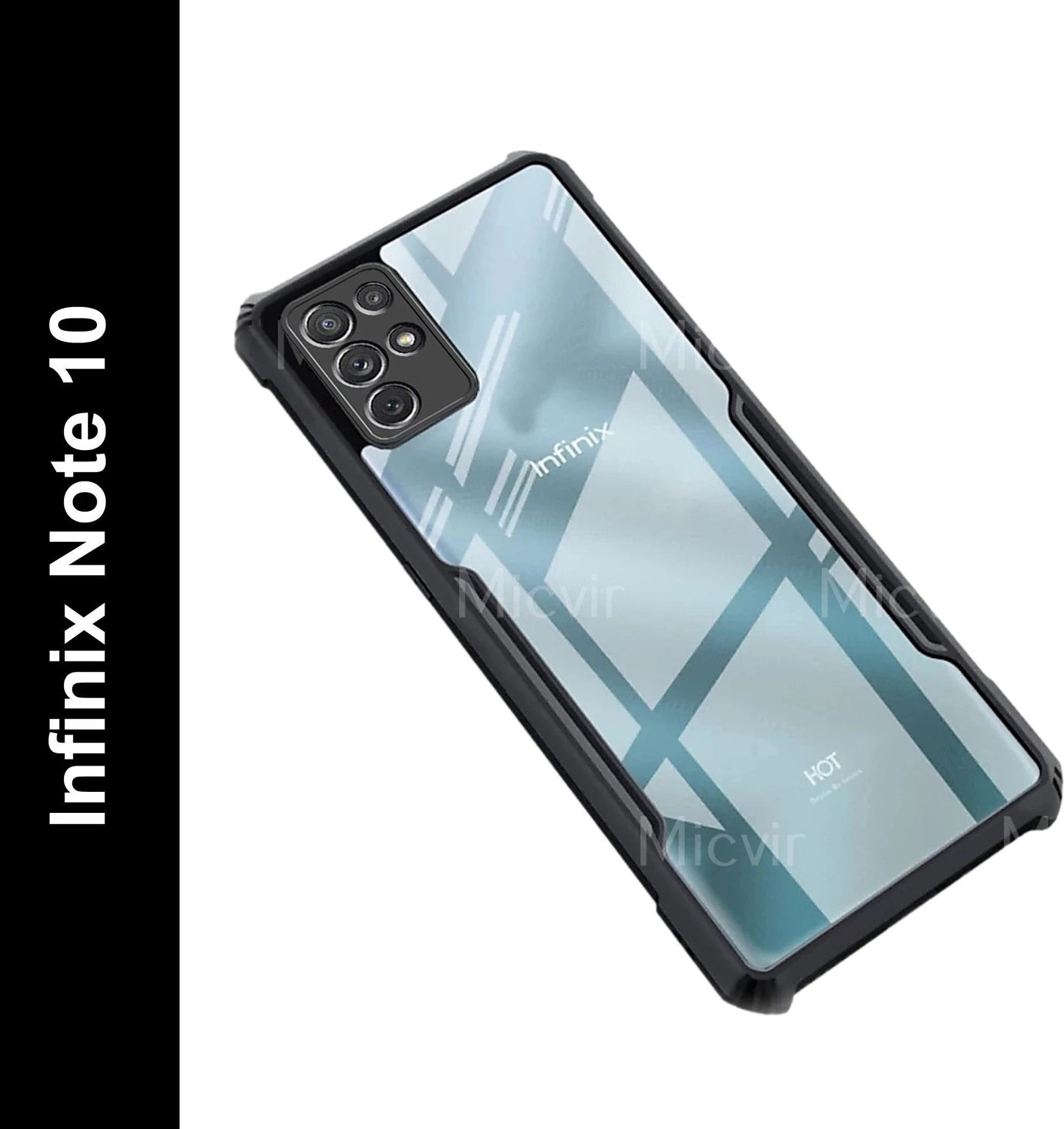 Micvir Back Cover for Infinix Note 10 (Transparent, Black, Shock Proof, Polycarbonate, Pack of: 1) - Image 1