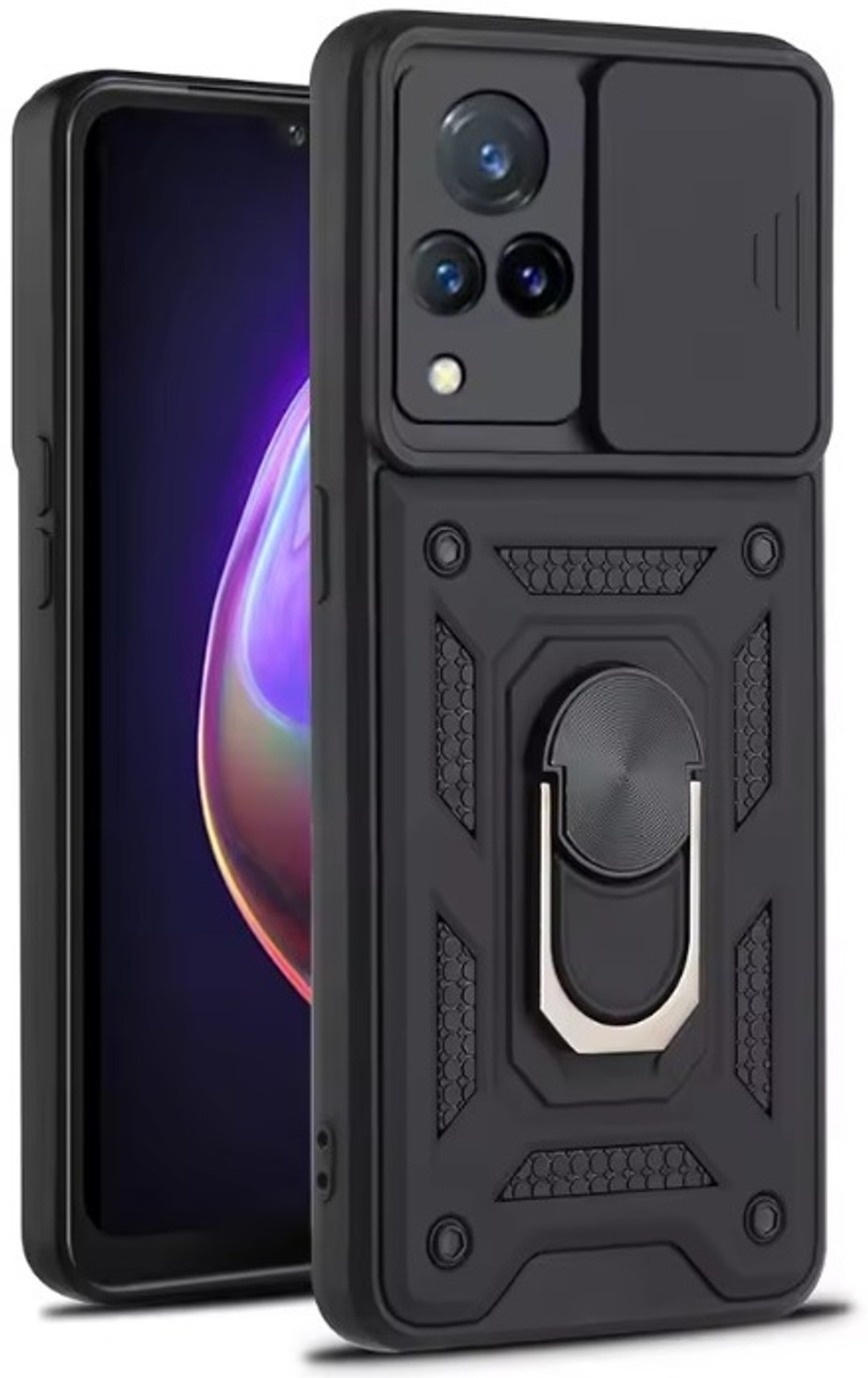 SmartPoint Rugged Armor Back Cover for Vivo V21 5G (Black) - Image 1