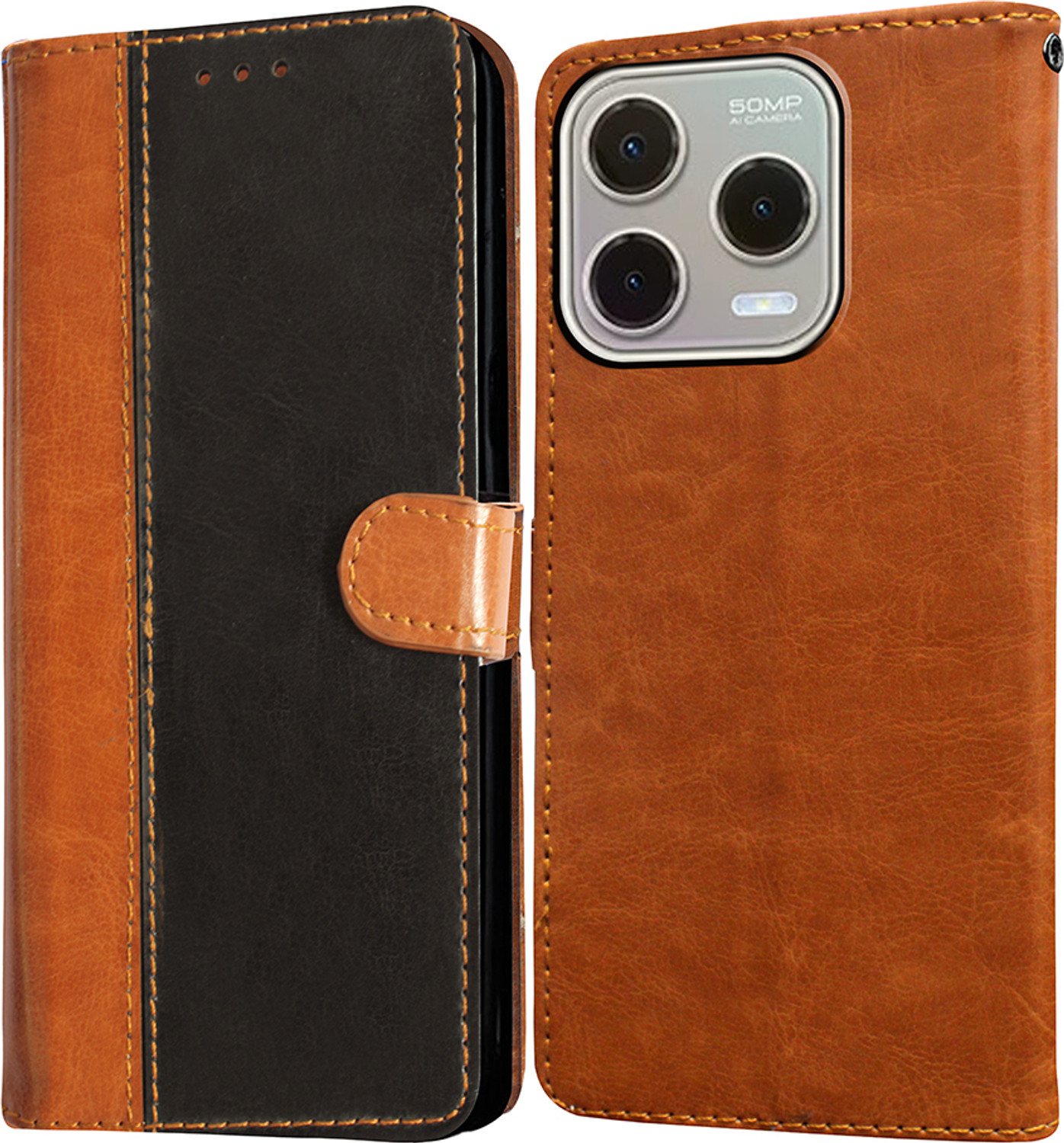 Casotec Flip Cover for Lava Shark 4G (Black, Leather) - Image 1