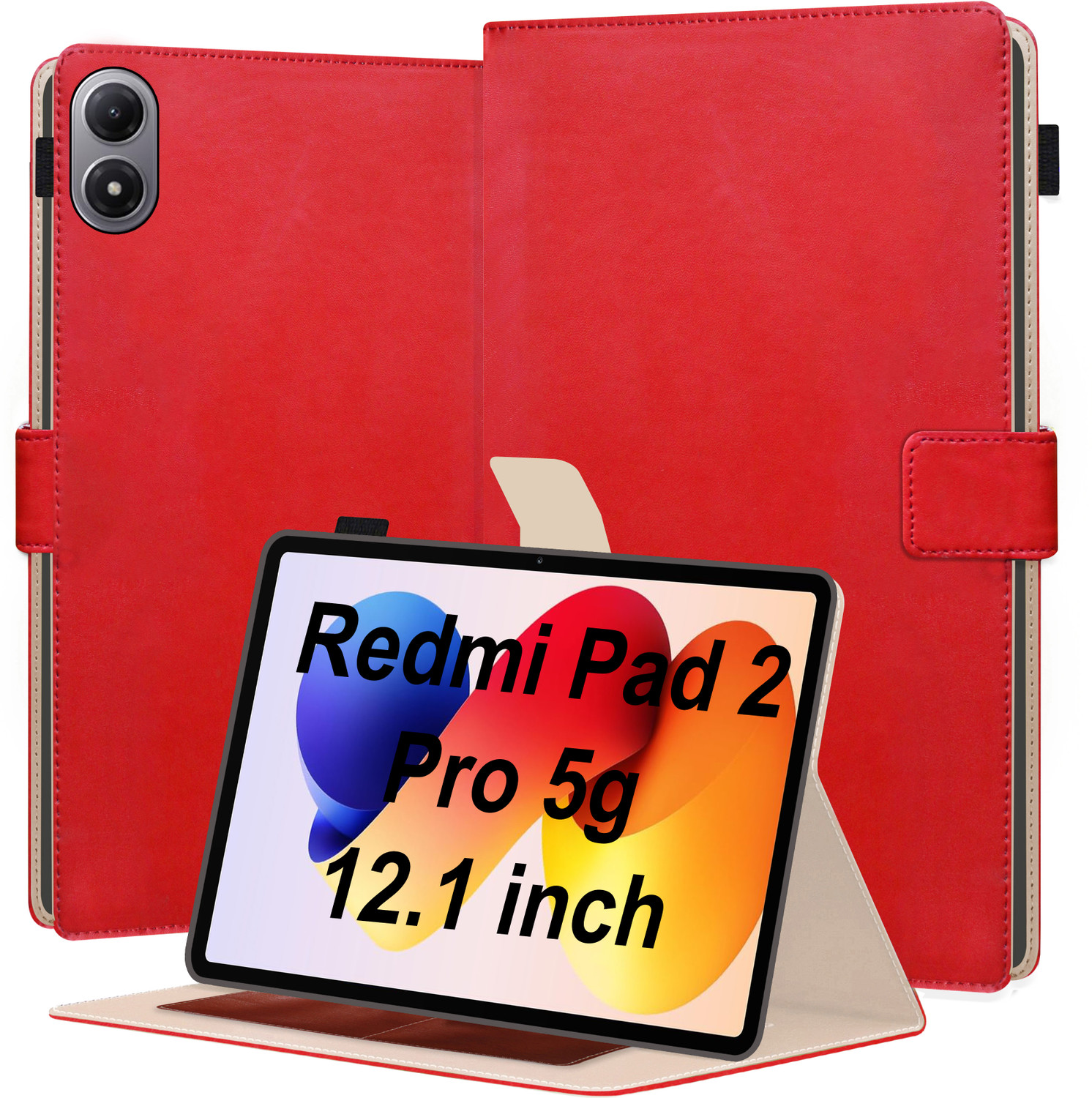 TGK Flip Cover for REDMI Pad 2 Pro 5G 12.1 inch Tablet (Red, Dual Protection, Leather, Thermoplastic Polyurethane, Pack of: 1) - Image 1