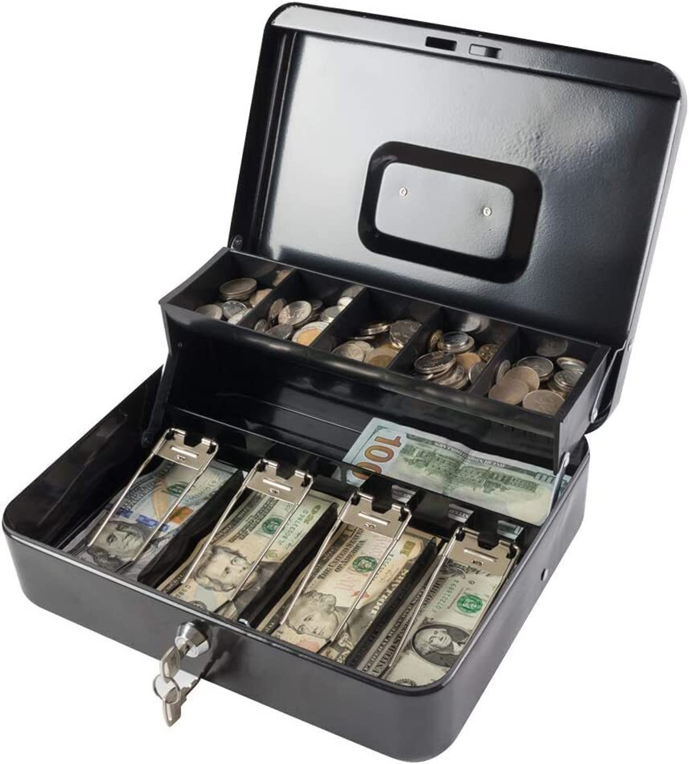 Onlyeasy Security Safe Metal Locker Box; Money Tray and Coin Cash Box (1 Compartments) - Image 1