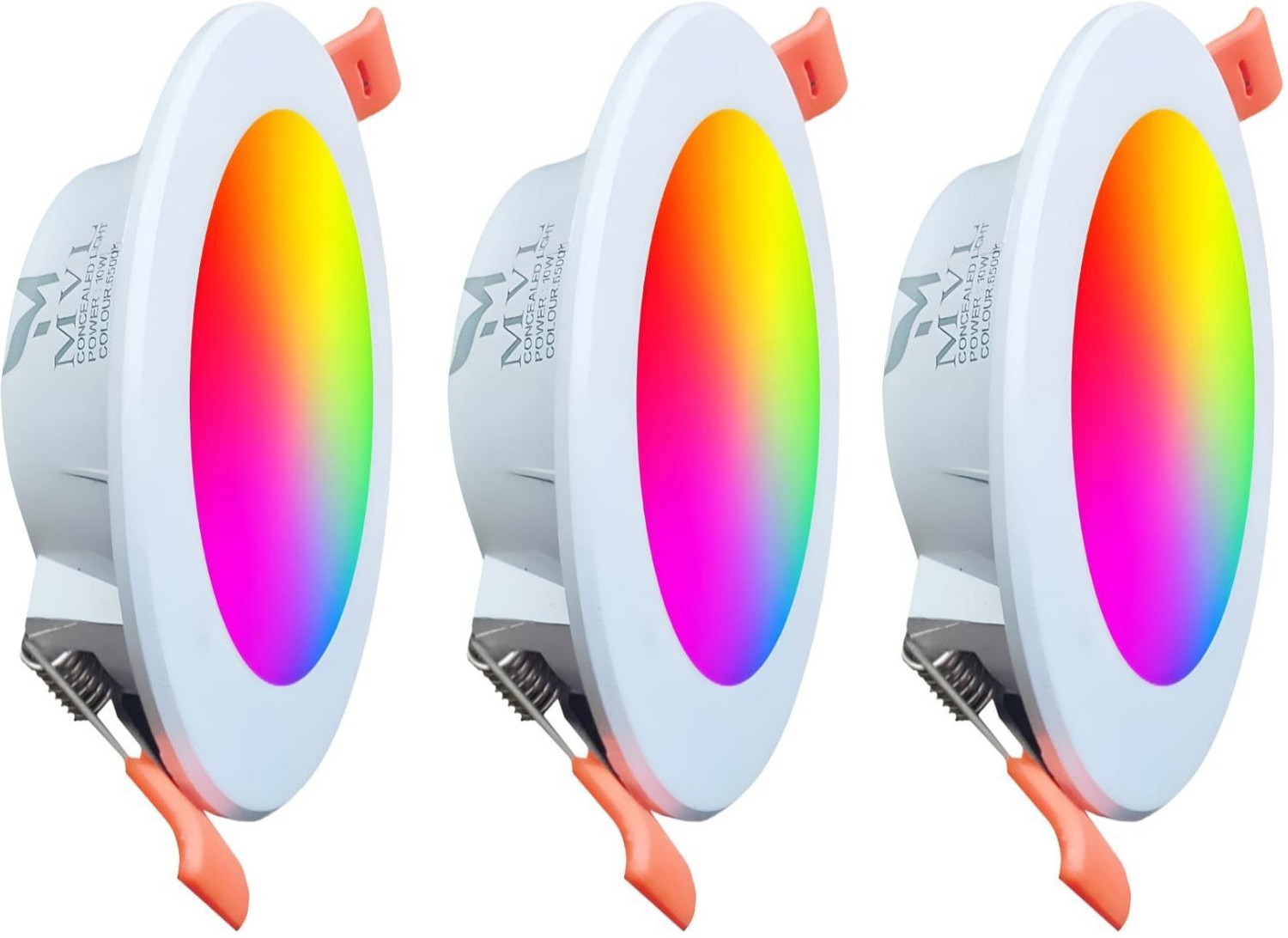 MVL 10W Maxa 7-in-1 Multicolor Round LED DownLight Color Changing Light Pack of 3 Ceiling Light Ceiling Lamp (Multicolor) - Image 1