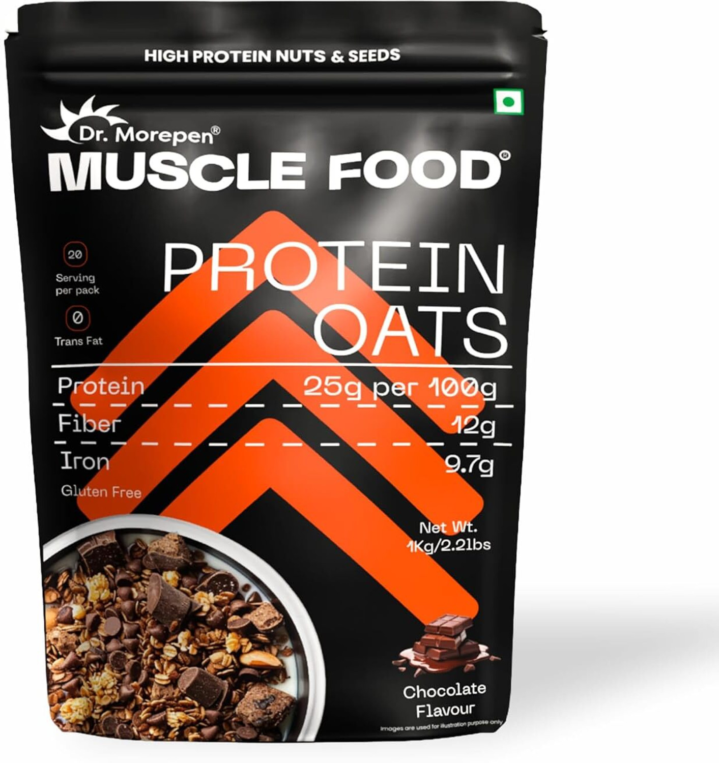 SSN 26g High Protein Dark Chocolate Oats 1kg - Image 1
