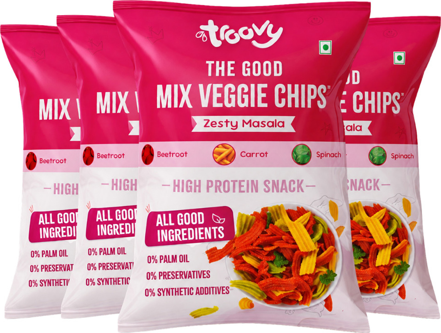 Troovy High Protein Mix Veggie Chips (4 x 70 g) - Image 1