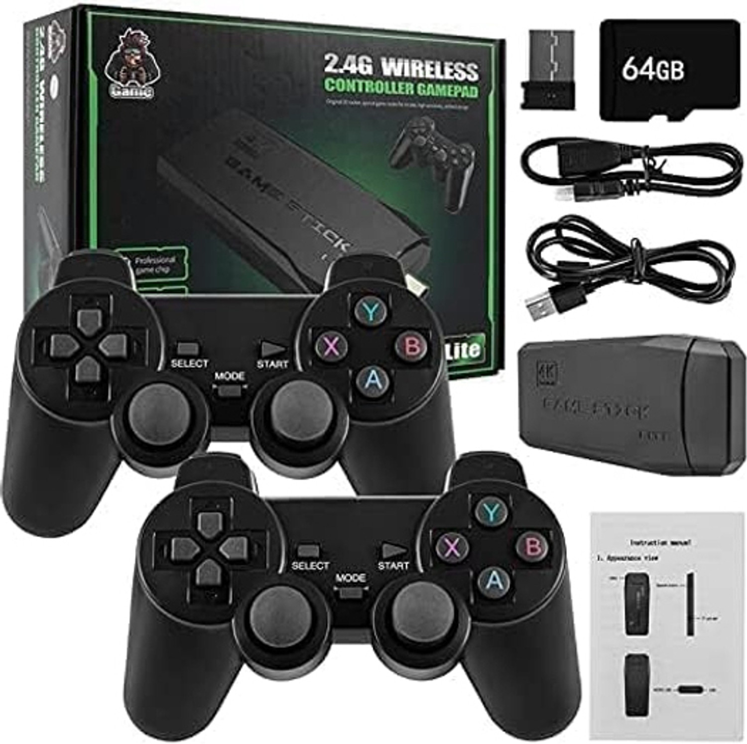 Timkolas 4K HD TV Video Game 2.4G Wireless Game Stick With 2 Wireless Controller for kids 5 GB with GTA 5 (Black) - Image 1