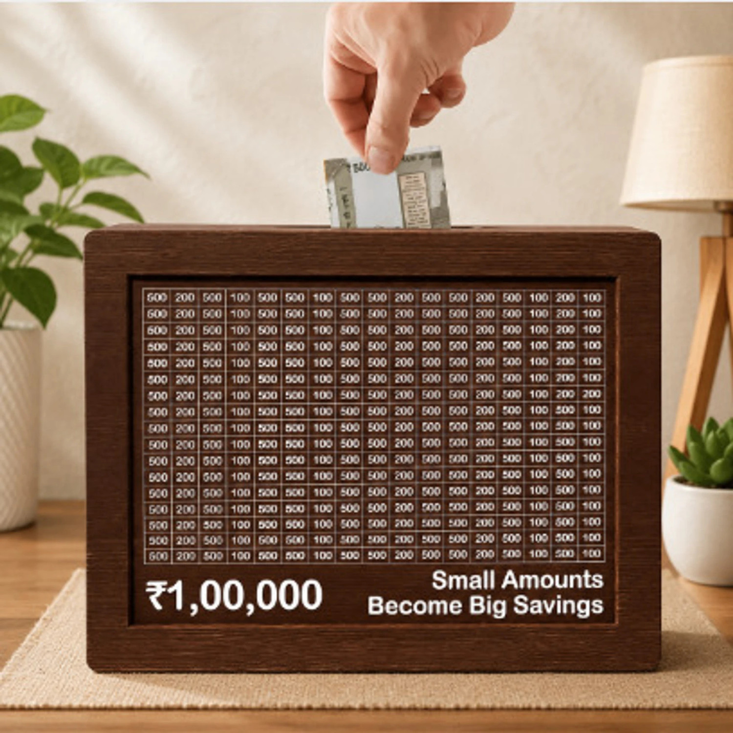 Kindly Wooden Gullak Big Size Money Saving Box (Brown) - Image 1